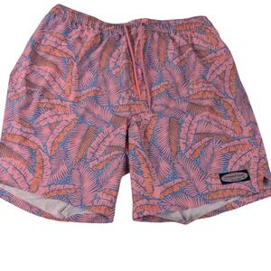 Vineyard Vines Mens Pink Tropical Palm Leaf Print Swim Trunks Size M Resortwear